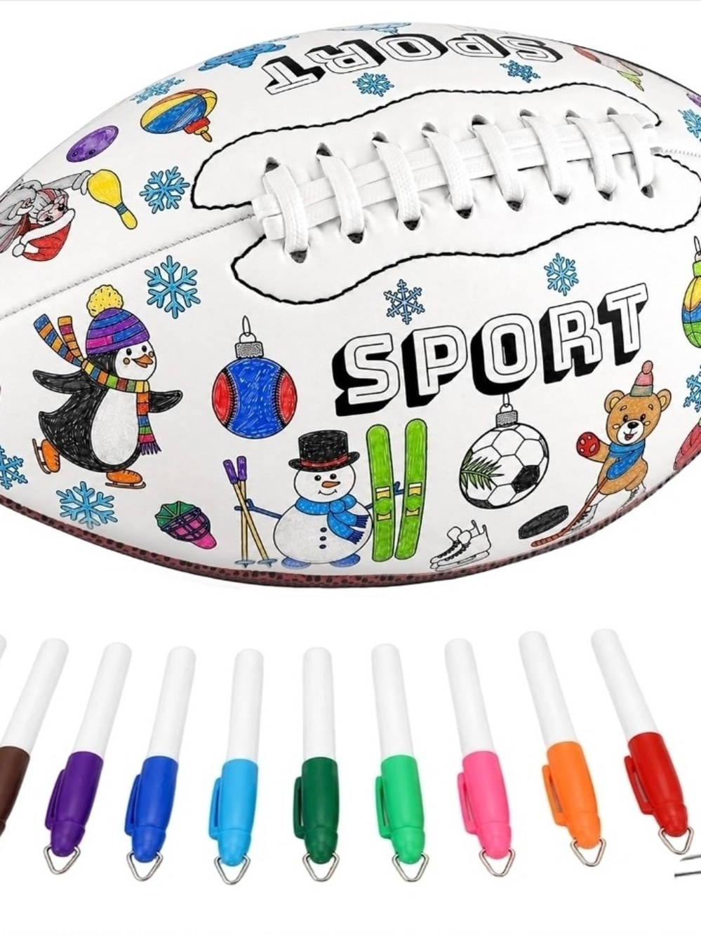 Sporto White Kids Holiday Sports Coloring Football with Markers
